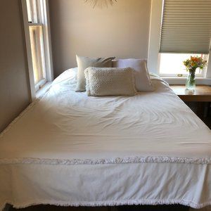 Ivory Tufted Boho Queen Duvet Cover